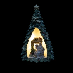 Figurka choinka Święty Mikołaj podświetlana 17 cm